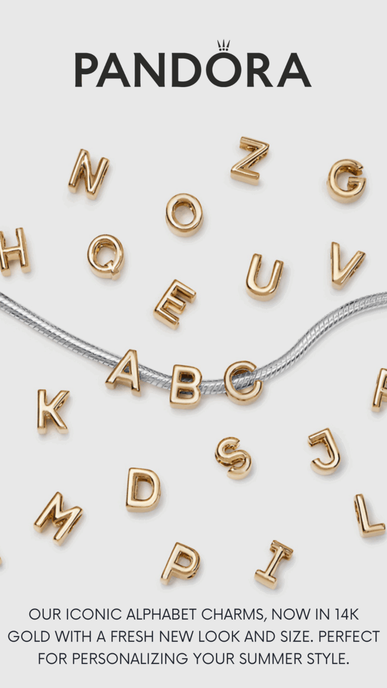 Pandora 14K Gold Plated Alphabet Charm Letters