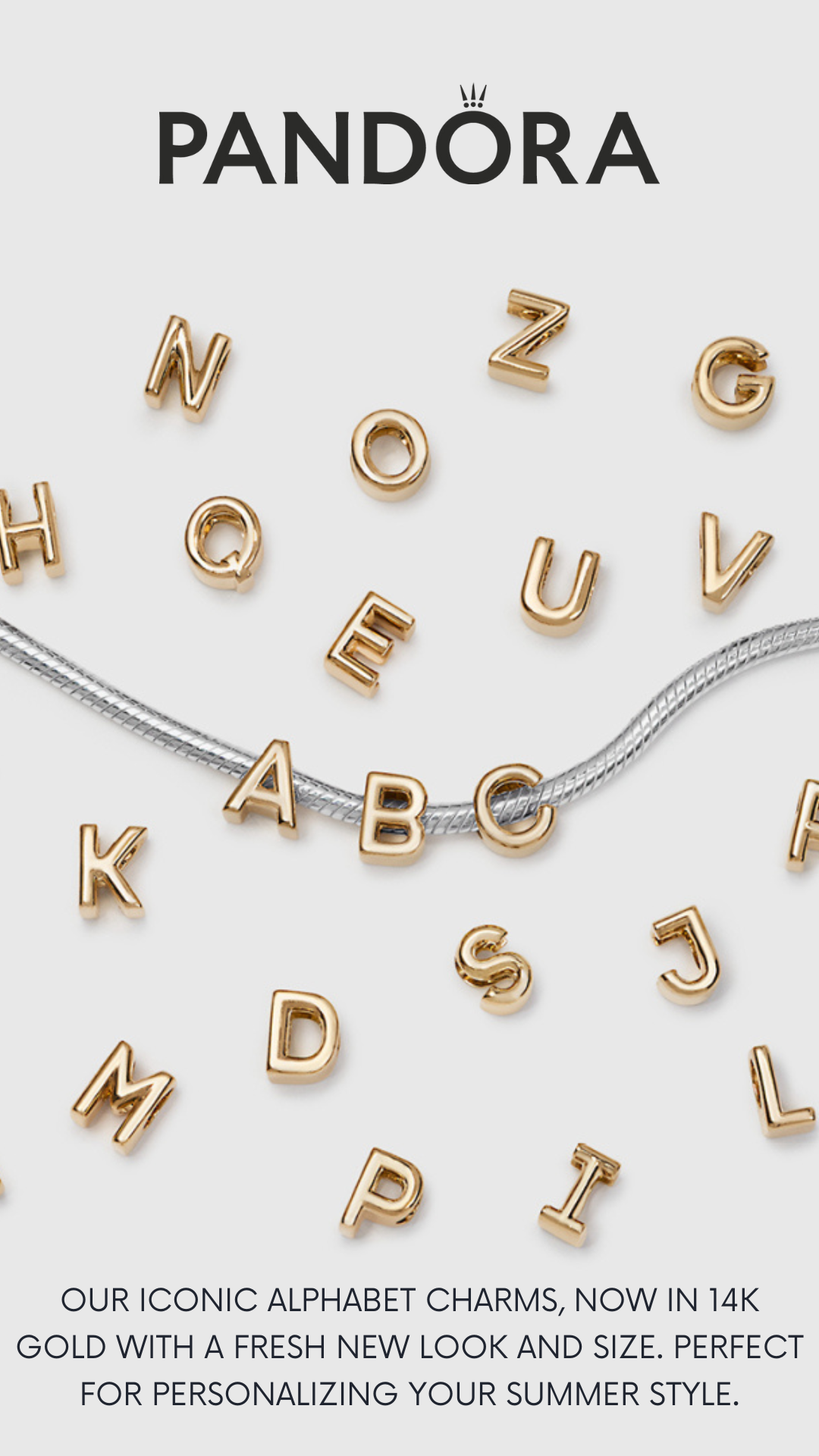 Pandora 14K Gold Plated Alphabet Charm Letters