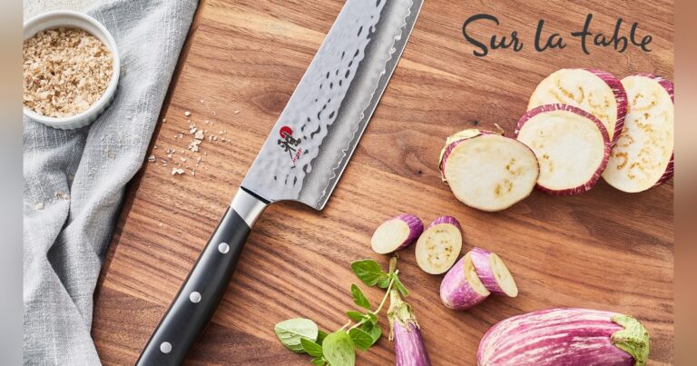 Sur La Table knife on cutting board